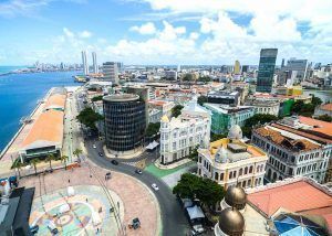 Vista aérea de la plaza Marco Zero, Recife