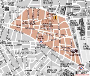 Mapa del barrio de las Letras