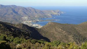 Llançà, Cap Lladró, Cap Ras y Porbou vistos desde Sant Pere de Rodes