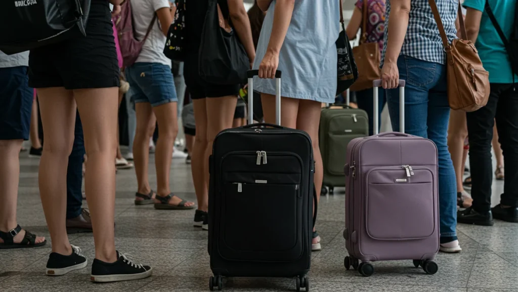 Chicas jóvenes con maleta de viaje