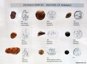 Figurillas del tipo "Maestro de los animales" (humano entre dos bestias). Muy común en el mundo antiguo