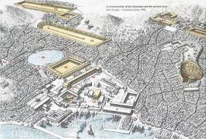 Reconstrucción hipotética de la ciudad griega de Delos