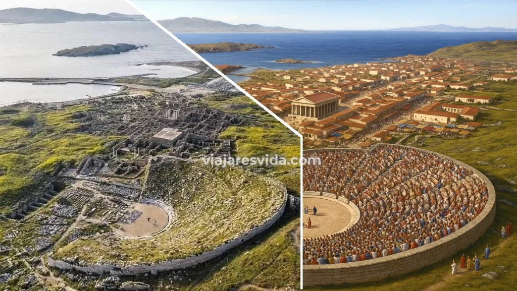 Reconstrucción del teatro griego de Delos y su koilon con inteligencia artificial