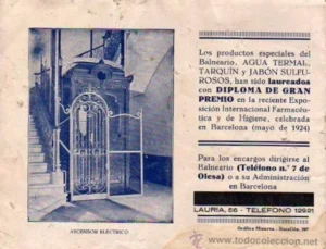 Anuncio del balneario de la Puda cuando estaba abierto