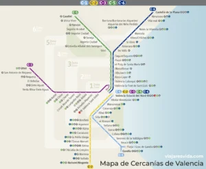 Plano de trenes de Cercanías de Valencia. Pulsa para ampliar