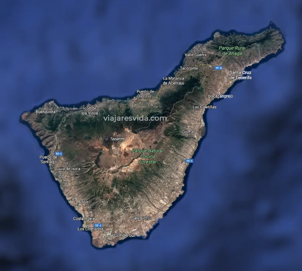 Mapa de la isla de Tenerife