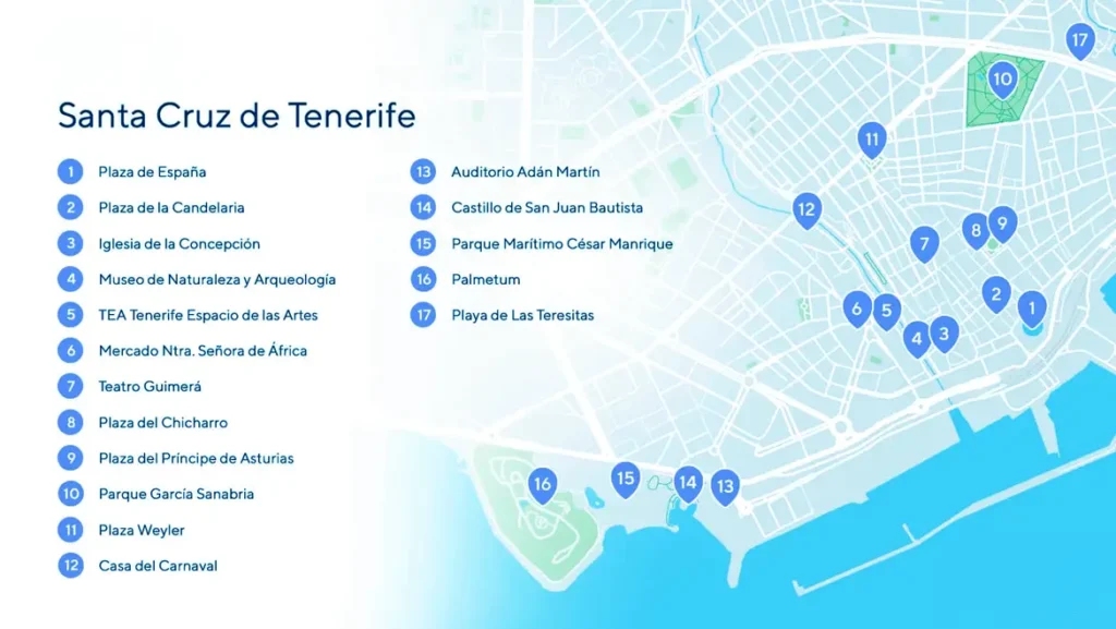 Plano turístico de qué ver en Santa Cruz de Tenerife