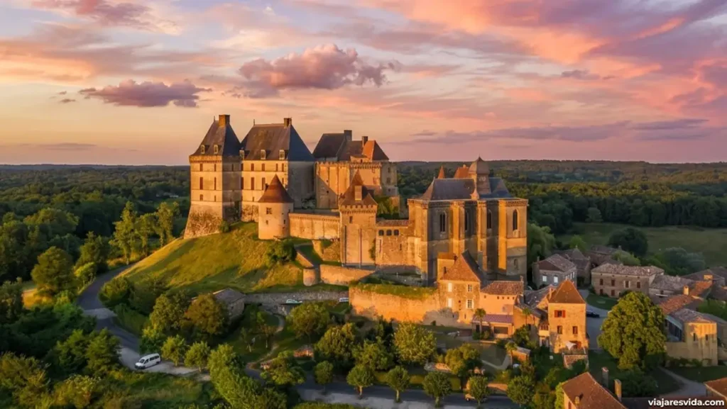 Vista general de Château de Biron en Francia